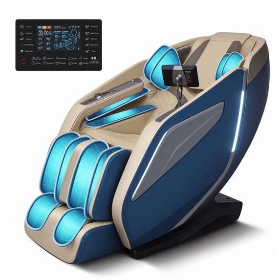 FELIDOMUS Full Body Zero Gravity Massage Chair with Body Scan, 4D Intelligent Shiatsu Strecth Massage, SL Track Massage, Back/Leg Heated, AI Voice Control and Bluetooth,Blue
