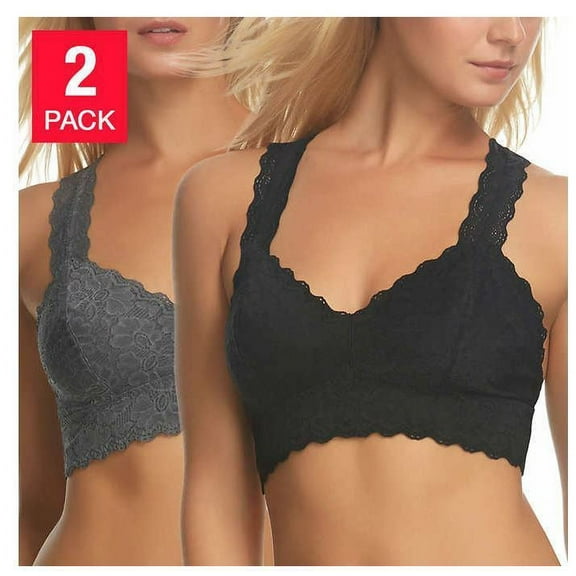 FELINA WOMEN'S LACE RACERBACK BRALETTE - 2 PACK