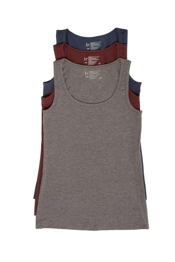 Stretch Layering Womens Tank Top - Seamless Cotton Tank Top for Women, Workout Top (3-Pack) (Grey Plum Vitage Indigo, X-Large)