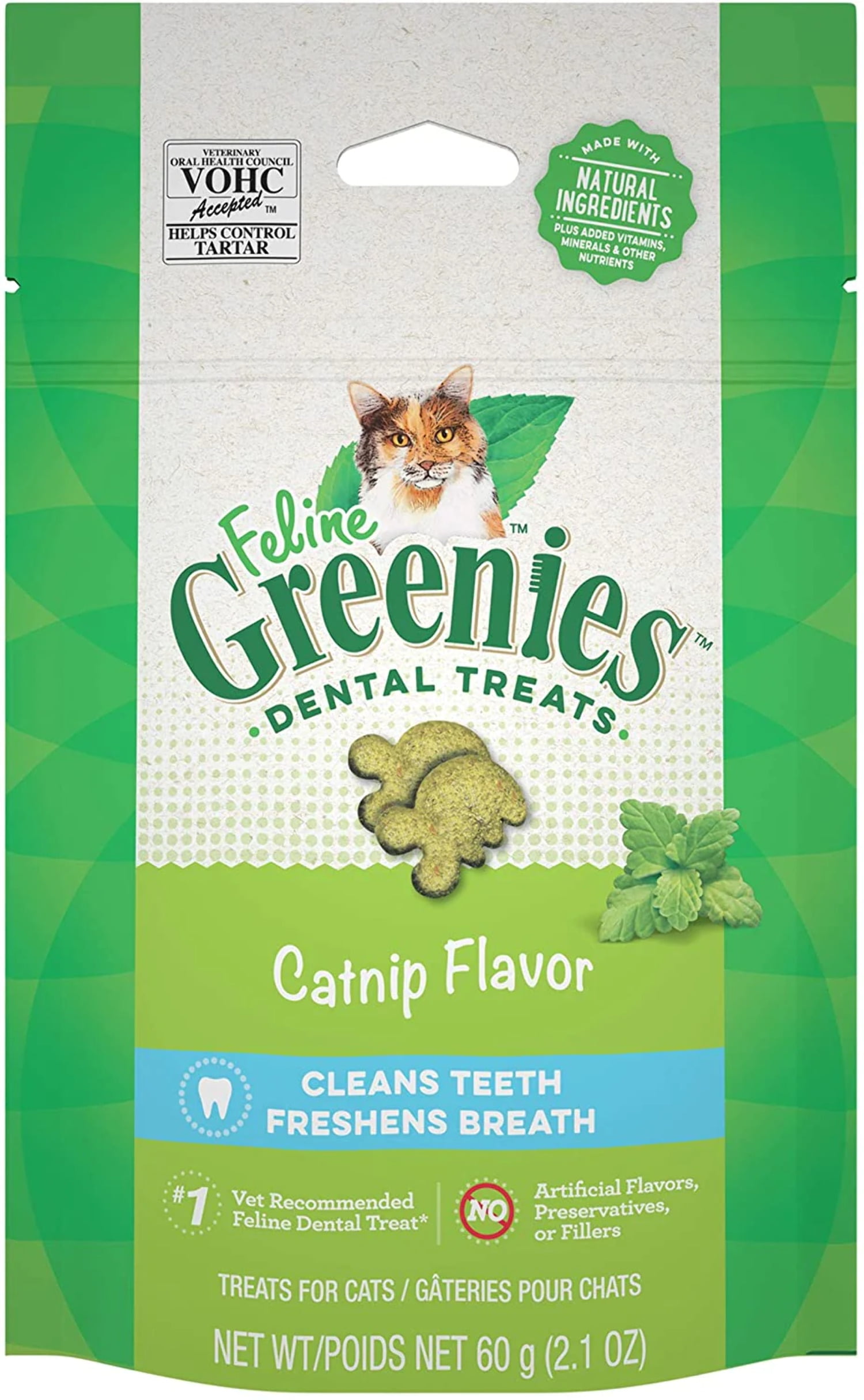 FELINE GREENIES Adult Natural Dental Care Cat Treats Catnip