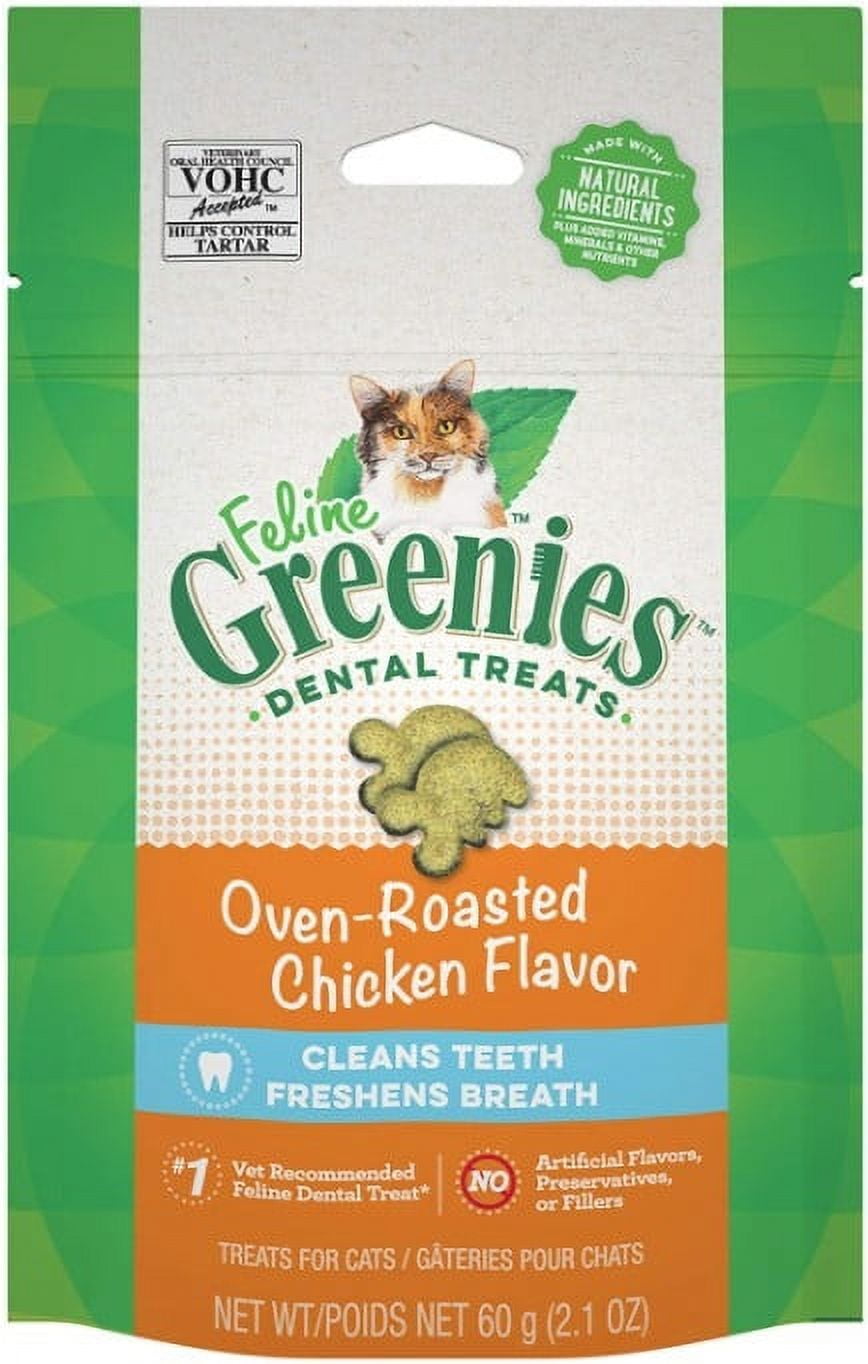 FELINE GREENIES Adult Natural Dental Care Cat Treats Oven Roasted