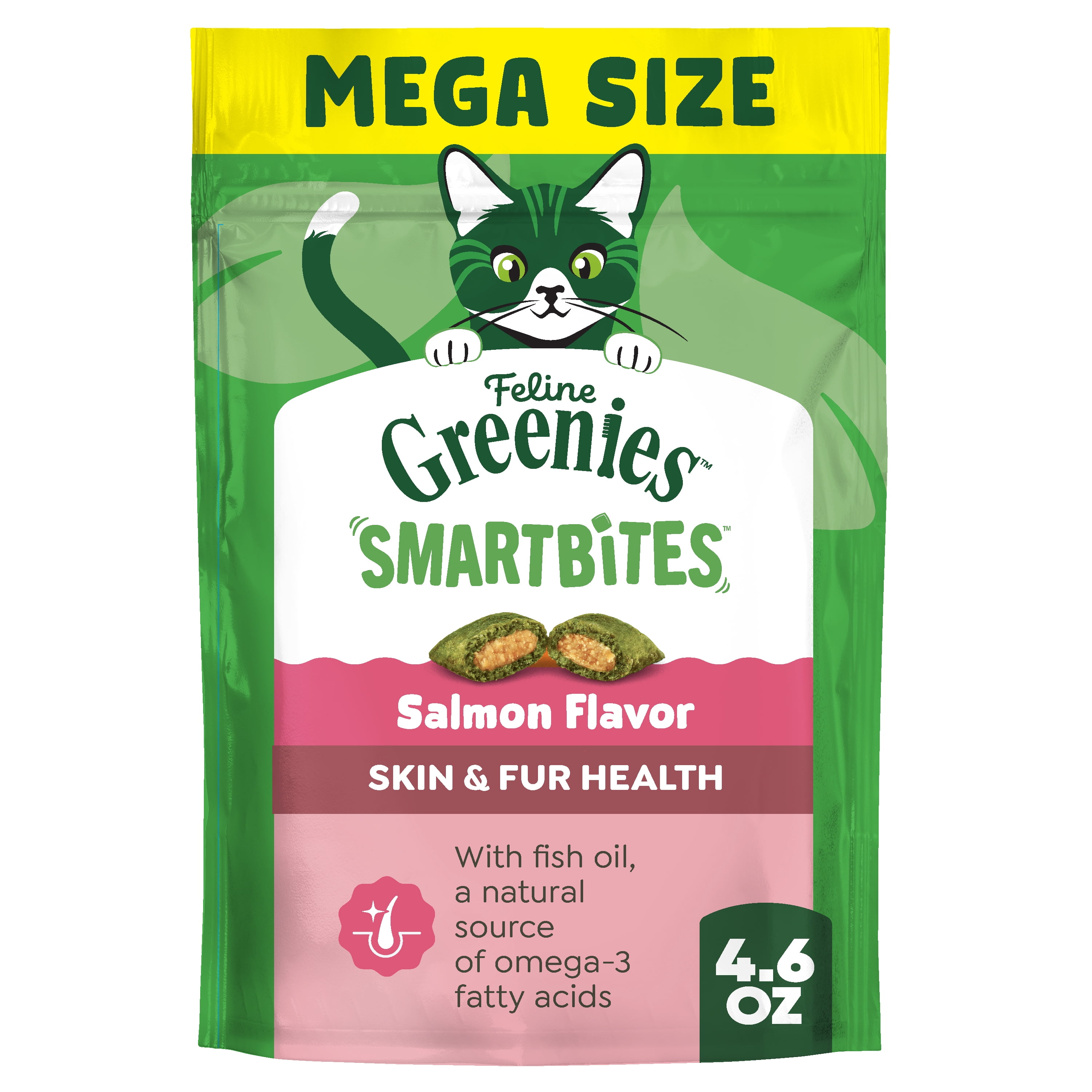 GREENIES Feline Skin Fur Crunchy Soft Treats with Salmon Flavor