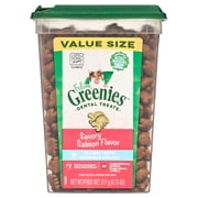 Greenies Feline Savory Salmon Flavor Adult Natural Dental Cat Treats, 9.75 Oz Tub