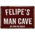 thumbnail image 1 of FELIPE'S Man Cave Red Grunge Gift Sign Metal 12x18 Decor 208120003281, 1 of 1