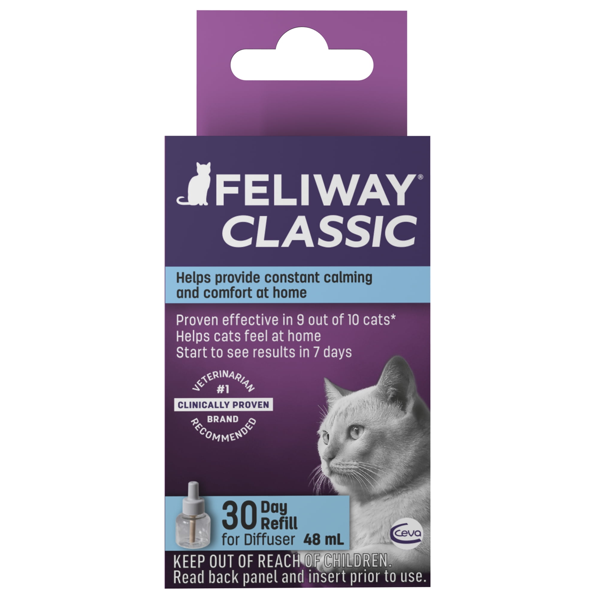 Feliway Classic 30 Day Starter Kit Plug-In Diffuser & Refill for Cats, 48  ml.