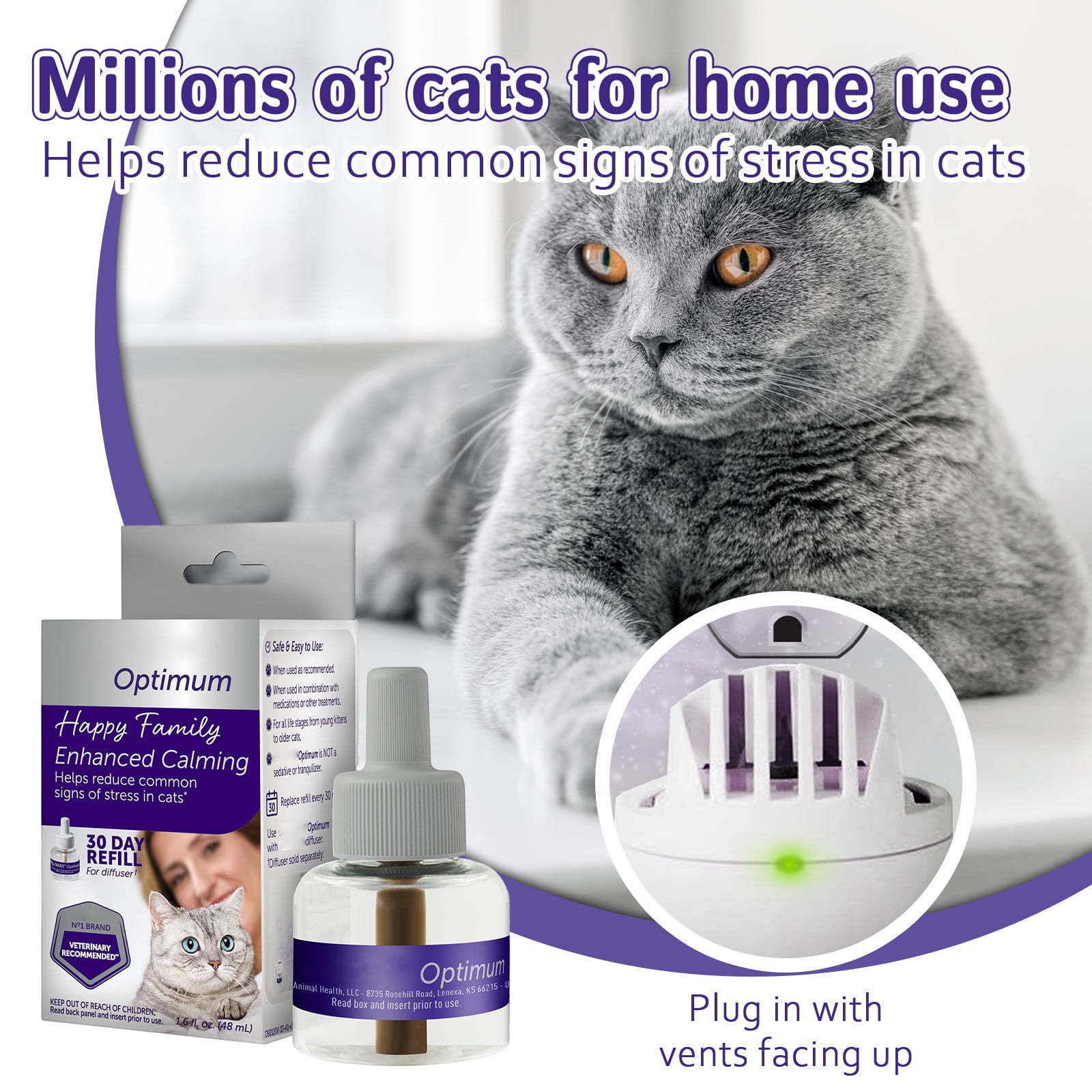 FELIWAY Optimum, Enhanced Calming Pheromone 30-day Refill - Cat Calming ...