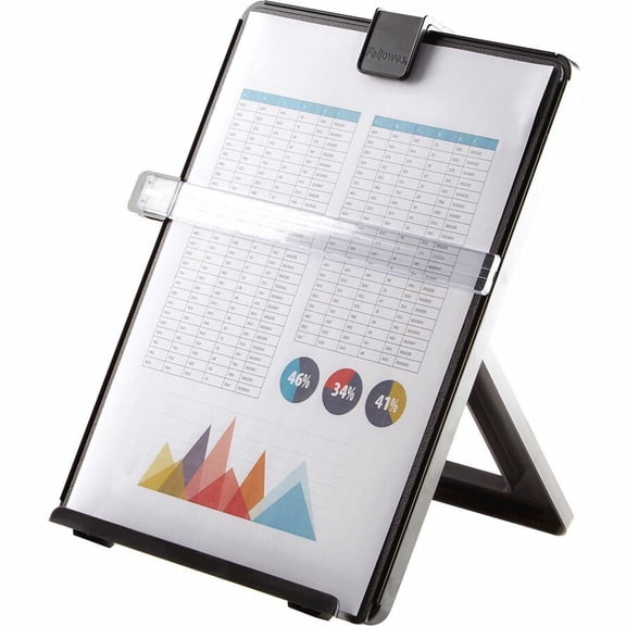 FELLOWES 21106 NON-MAGNETIC COPYHOLDER LETTER BLACK HOLDS UP TO 125SHEET
