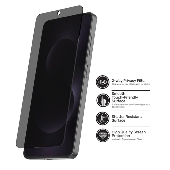 DuraGlass Privacy Glass Screen Protector with 2-Way Privacy Filter for Samsung Galaxy S26