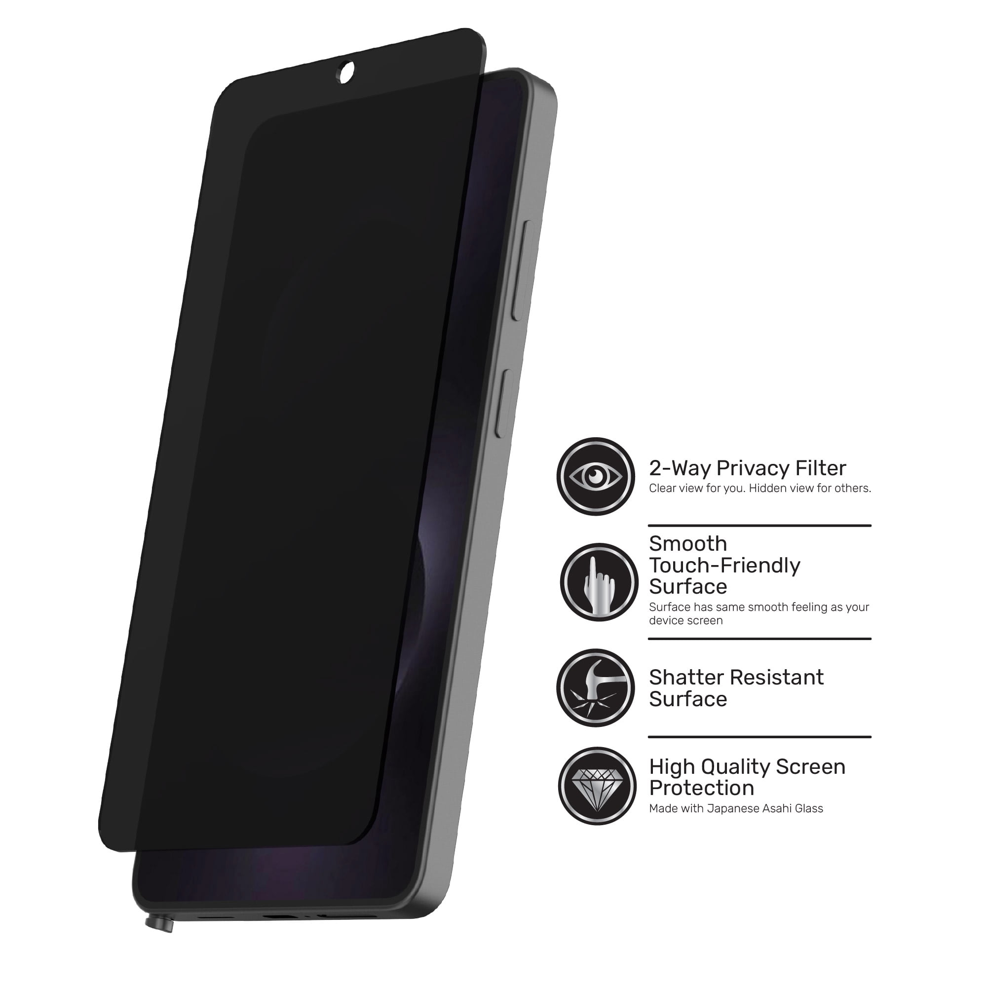 DuraGlass Privacy Glass Screen Protector with 2-Way Privacy Filter for Samsung Galaxy S26 Ultra
