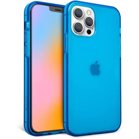 FELONY CASE - iPhone 13 Pro Max Neon Blue Clear Protective Case, TPU and Polycarbonate Shock-Absorbing Bright Cover - Crack Proof with a Gloss Finish - Full iPhone Protection
