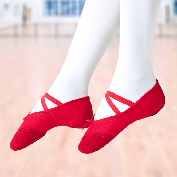 FELTECHELECTR 1 Pair Durable Use Elastic Band Design Women's Ballet Shoes for Modern and Folk Dance in Red 11.8x3.9x2.4in