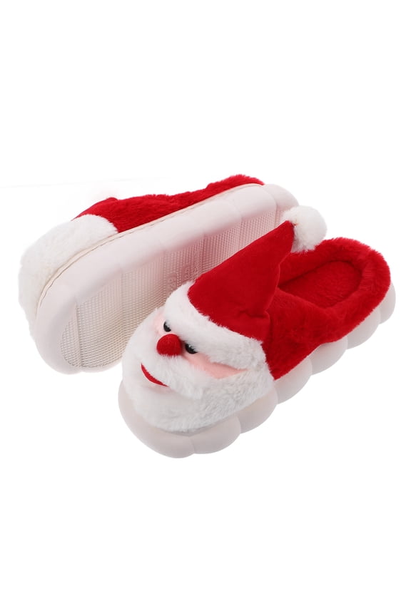 1 Pair Winter Slipper for Women Red Fuzzy Slippers Non-Slip Warmth for Indoor Use All Ages