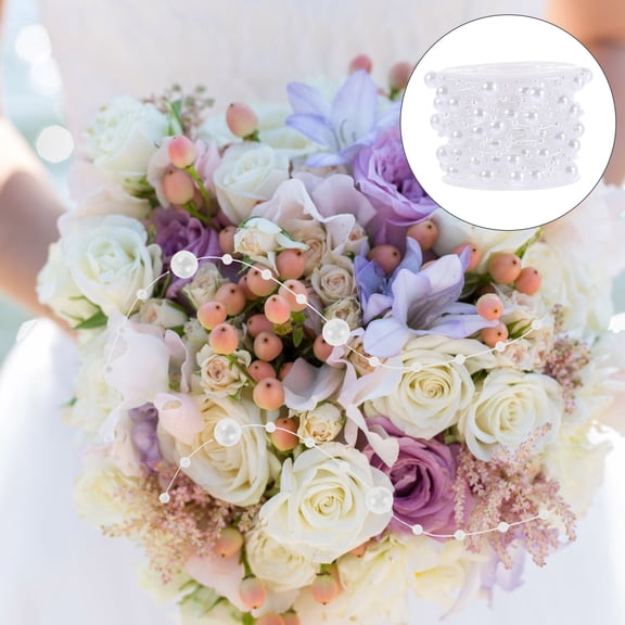 FELTECHELECTR 1 Roll Plastic Pearl String Diy Beads Chain For Bridal Hair Accessories And Home Decor 10m Length White