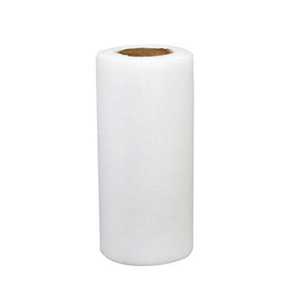 FELTECHELECTR 1 Roll White Tulle Craft Ribbon for Wedding Table Decor Polyester Spool 22m x 6in
