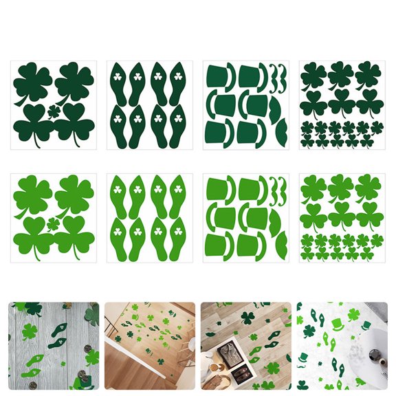 FELTECHELECTR 1Set Green St Patricks Day Themed Wall Decal Indoor Festival Scene Decoration