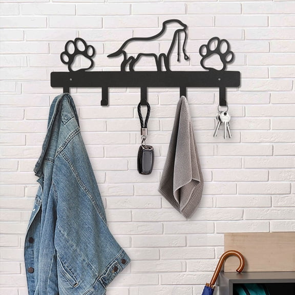 FELTECHELECTR 1 Set Coat Hooks Heavy Duty Iron Wall Mounted Coat Hook Dog Paw Shape .7x5.3x1.2in