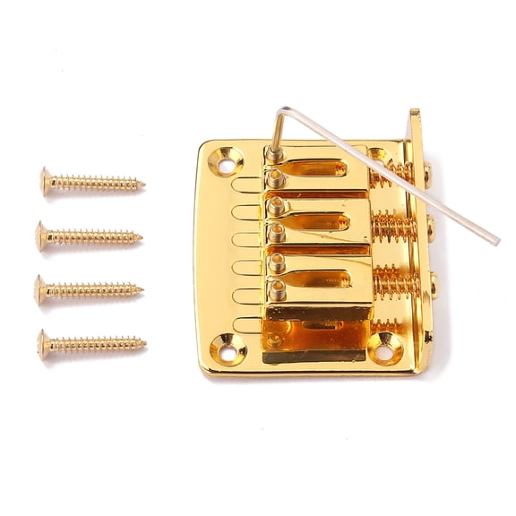 FELTECHELECTR Durable Metal Golden Bass Bridge with Adjustable Height for Guitar