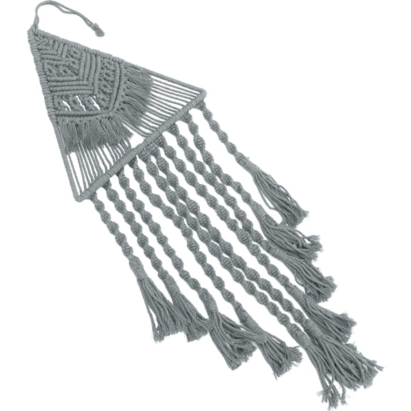 FELTECHELECTR 1 Set Macrame Woven Wall Decor Grey Triangle Tassel 25.55X9.82X0.28in Cotton Rope