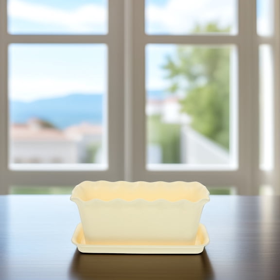 FELTECHELECTR Window Box Planter Box Beige Plastic 1 Set Large Size