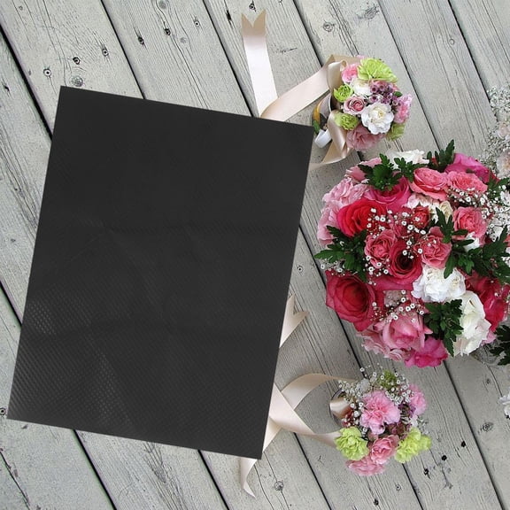 FELTECHELECTR 10Pcs Black Kraft Floral Wrapping Paper with 3D Embossed Texture for Bouquet Packaging