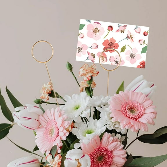 FELTECHELECTR 10 Pcs Decorative Round Flower Holder Flower Card Holder Office 34X2.6CM Golden