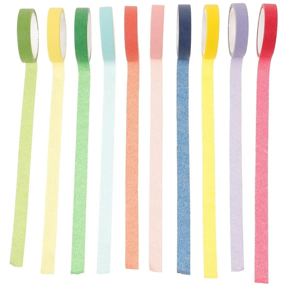 FELTECHELECTR Rainbow Adhesive Tapes Assorted Color Washi Paper 10 Rolls 1.45X1.45X0.28in