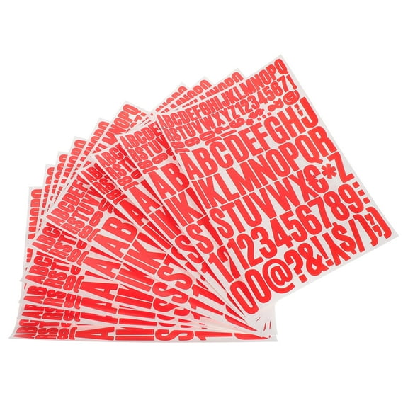 FELTECHELECTR Mail Box Stickers Numbers Alphabet Stickers Red Vinyl 10 Sheets 11.4x8.3in