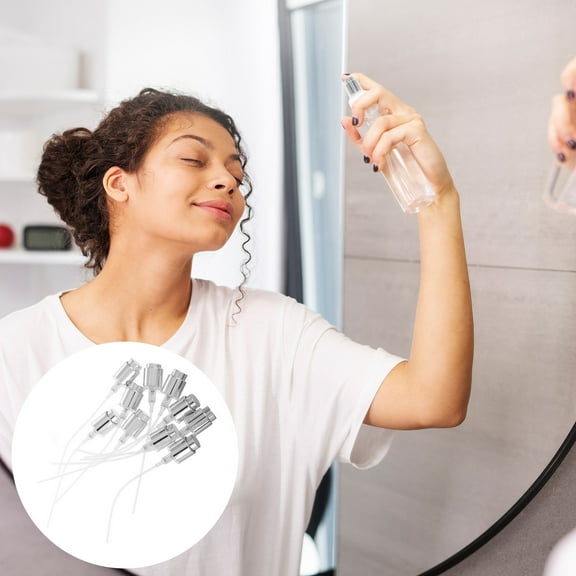 FELTECHELECTR 10 x Mist Nozzles Silver Plastic Perfume Bottle Spray Cap For Diy Perfume Creation Travel Use