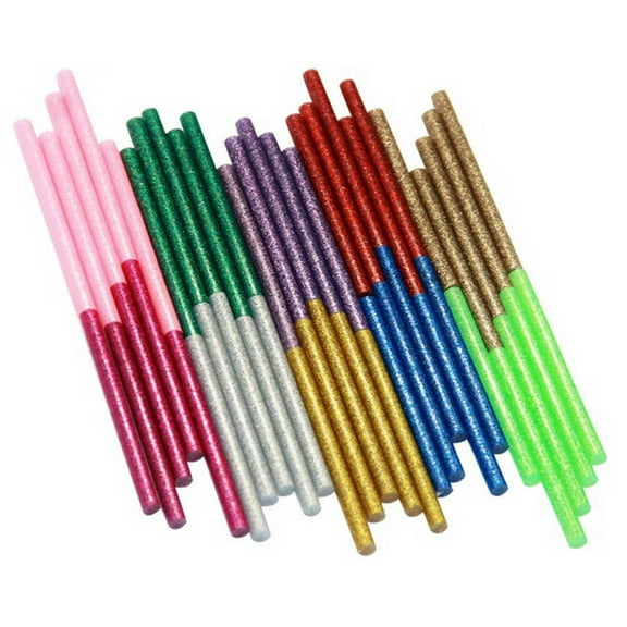 FELTECHELECTR 100Pack Glitter Hot Glue Sticks Bulk Crafting Projects Home Offices Flexible