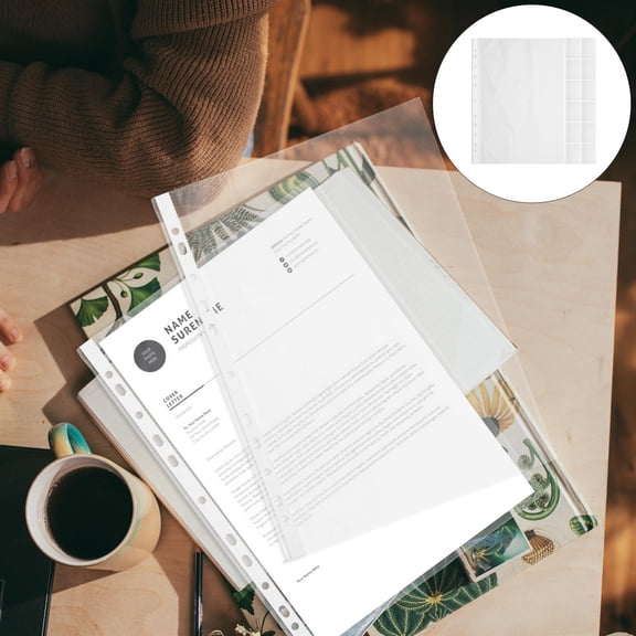 FELTECHELECTR 100Pcs Clear Document Sleeves PP Transparent Filing Folders for Office Use