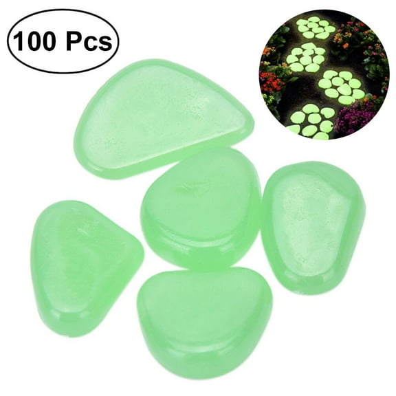 FELTECHELECTR 100Pcs Garden Pebbles Glowing Luminous Cobblestones Stones Resin Material Outdoor Garden Decor Round Shaped