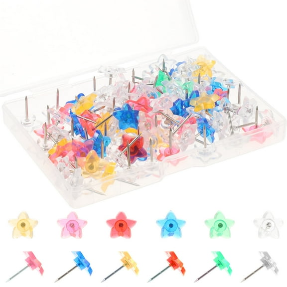 FELTECHELECTR Cute Thumb Tacks Pushpins Blue 100Pcs for Office Study