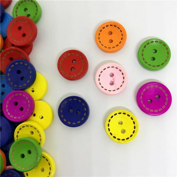 FELTECHELECTR 100Pcs Sewing Buttons for Clothing and Fabric Decoration in Wood