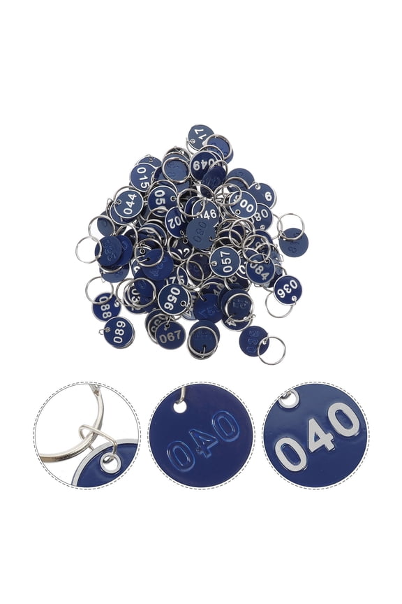 100Pcs Waterproof Number Metal Tags Keychain for Hotels Landlords Agents .00X3.00X0.10in