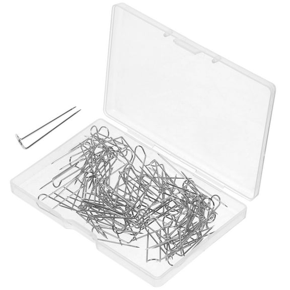FELTECHELECTR 100Set Silver U-Shape Push Pins for Wedding Decoration and DIY Projects Sewing Supplies