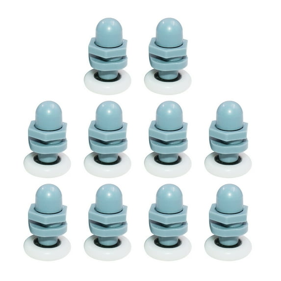 FELTECHELECTR 10Pcs Arc Shape Blue Sliding Door Wheels for Bathroom Use Easy Installation 3.5X2.7X2.7Cm