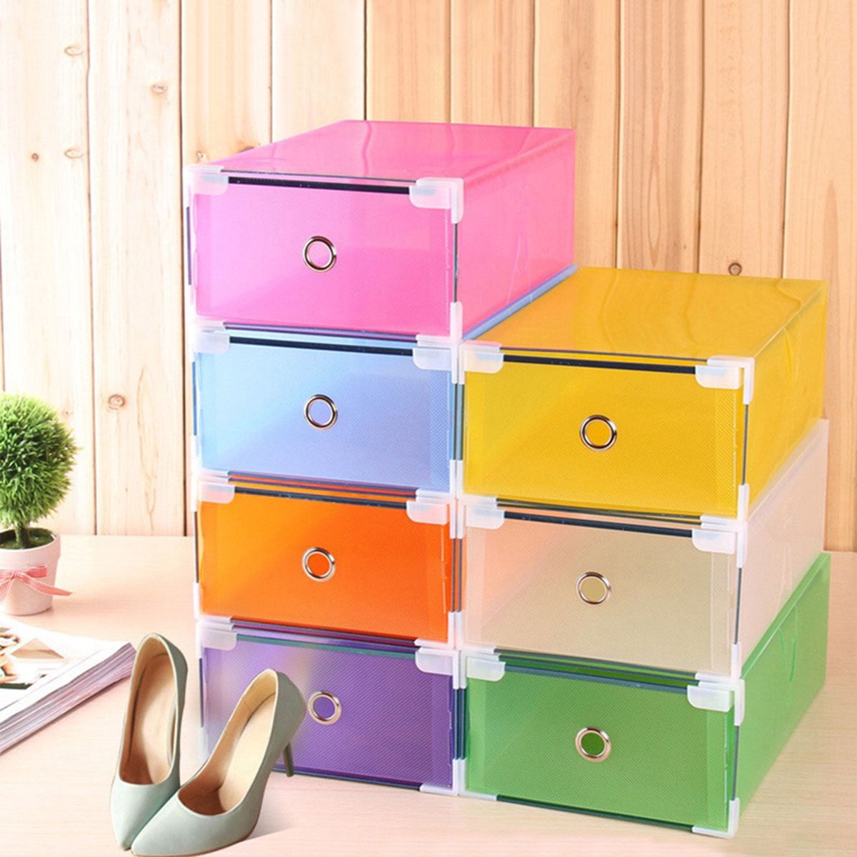 FELTECHELECTR Shoe Storage Organizer Multicolor Drawer Type Design ...