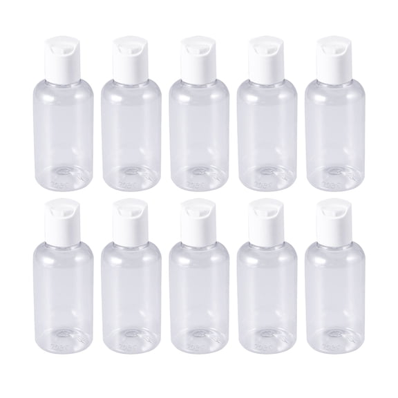 FELTECHELECTR 10Pcs Press to Open Transparent Bottles for Travel Refillable Storage of Shampoo Lotion