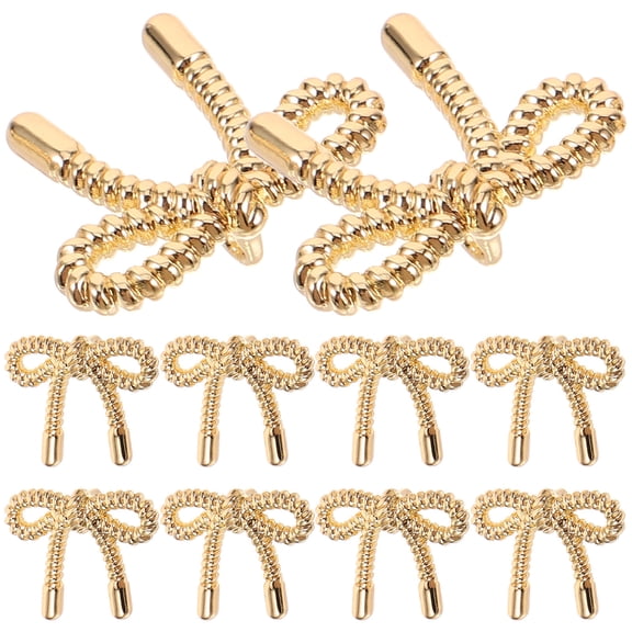 FELTECHELECTR 10Pcs Decorative Buttons for Clothing Sewing Golden Bow Shaped Small