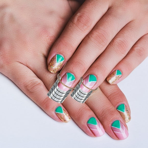 FELTECHELECTR 10Pcs False Nails French Tip Silver Foil Reusable Extension French Shape Nail Forms for Home Use