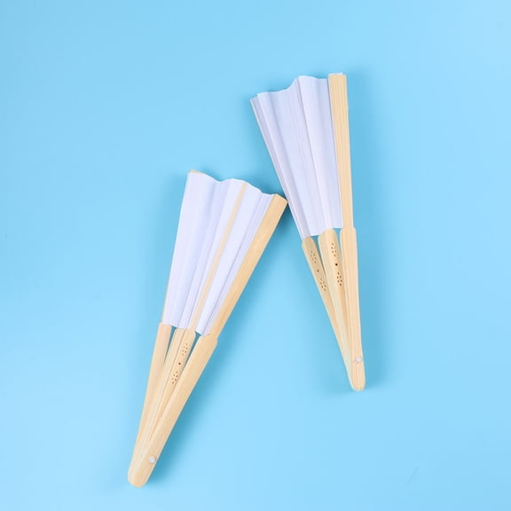 FELTECHELECTR 10Pcs Folding Hand Fans White Bamboo Paper For Diy And Writing Projects