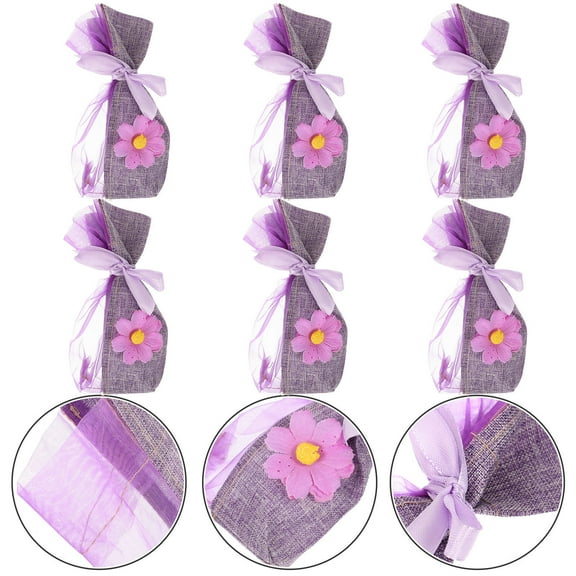FELTECHELECTR Scented Flower Sachet Bag Polyester Cotton Purple 10Set 5.5x3.7in