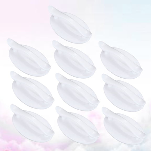 FELTECHELECTR 10Pcs White Plastic Cabinet Knobs Adhesive Multifunctional Pull Handles for Drawers