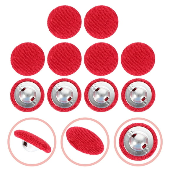 FELTECHELECTR 10Pcs Red Diy Round Buttons for Sewing and Handcraft Projects