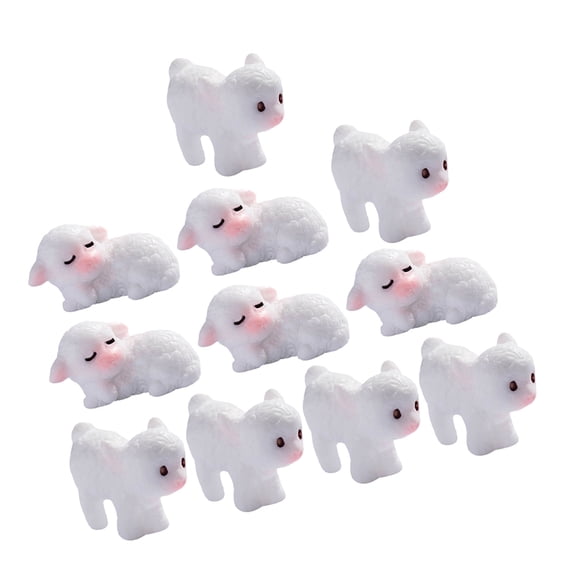 FELTECHELECTR 10Pcs Resin Sheep Ornaments Mini Figurines White for DIY Crafts and Home Atmosphere Decoration