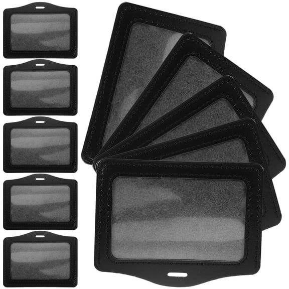 FELTECHELECTR 10Pcs Transparent Name Badge Holder Black Reusable Card Sleeve for Storage and Display