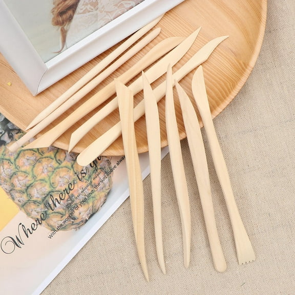 FELTECHELECTR 10-Piece Wood and Ceramic Clay Modeling Tools Set for Carving, Scraping, Cleaning, Smoothing, and Pottery Shaping