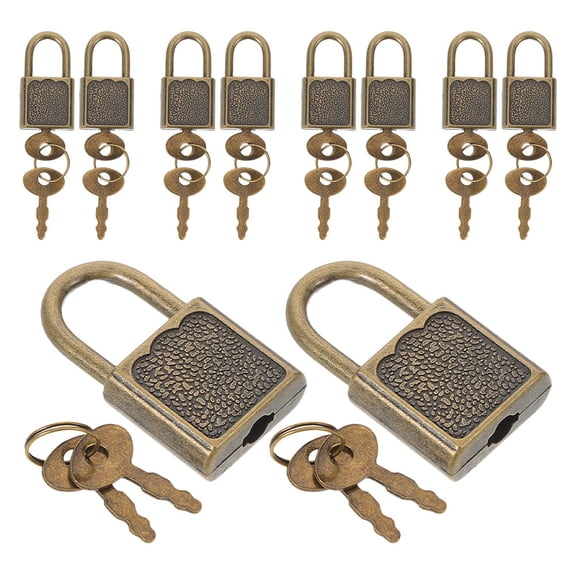 FELTECHELECTR 10Sets Durable Vintage Style Padlocks with Keys for Pirate Treasure Chest Decor