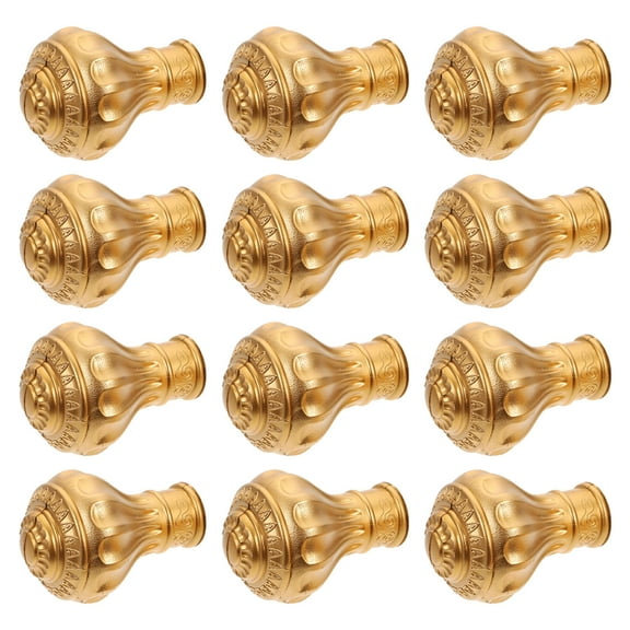 FELTECHELECTR 12PCS Elegant Curtain Rod Ends with Golden Color for Decor Made from Plastic