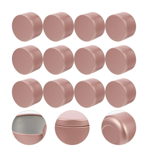 FELTECHELECTR 12Pcs Candle Jars Bulk for Christmas Pink Round Metal Tins for